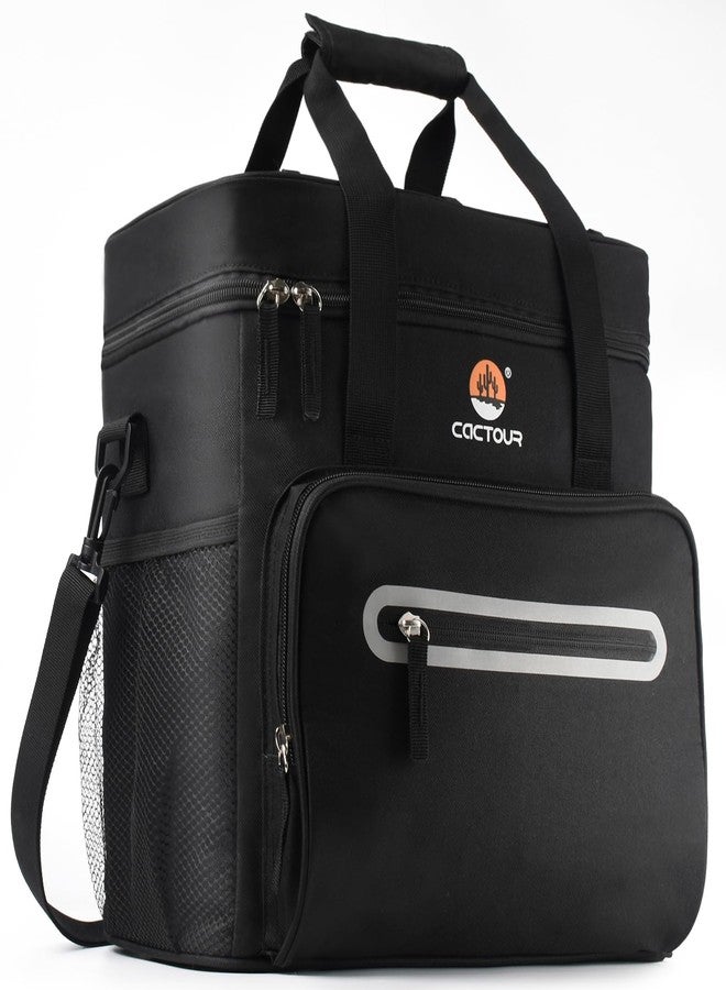 CaCTOUR Extra Large Insulated Lunch Bag, 24L/35 Can with Adjustable Shoulder Straps,Collapsible Lunch Box for Men,Leakproof Portable Soft Soft Lunch Box for Work,Picnic (Black) - Image 1